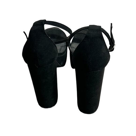 Charlotte Russe Platform Heels Womens 9 Black Ankle Strap Faux Suede Open Toe - Picture 6 of 8